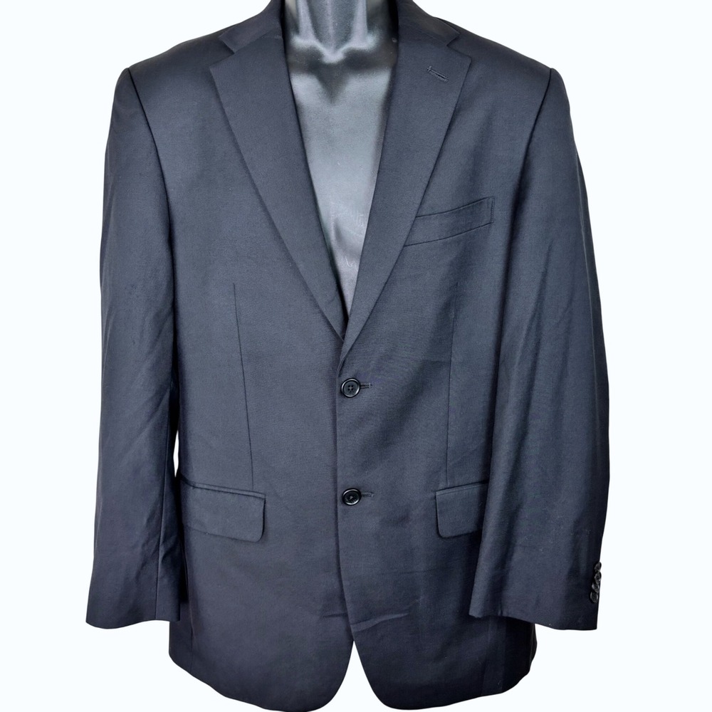 Tommy Hilfiger Sport Coat 100% Wool Blue Two Button Lined Double Vented 37R